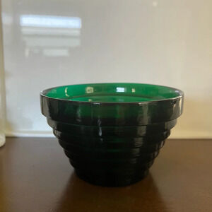 Vintage Green Glass Candy Trinket Jewelry Bowl Container Made in Italy MCM